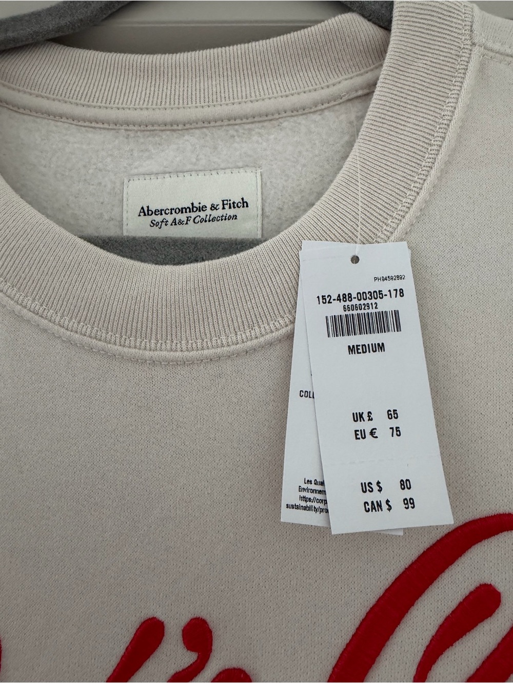 A&F Cream Sweatshirt - Picture 3 of 3